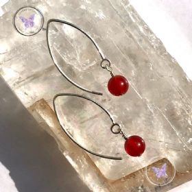 Carnelian Angled Silver Earrings